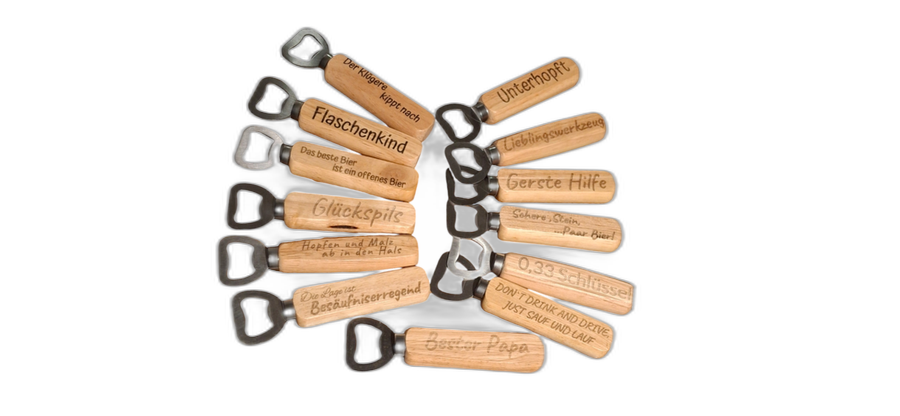 Flaschenöffner Holz mit Griff