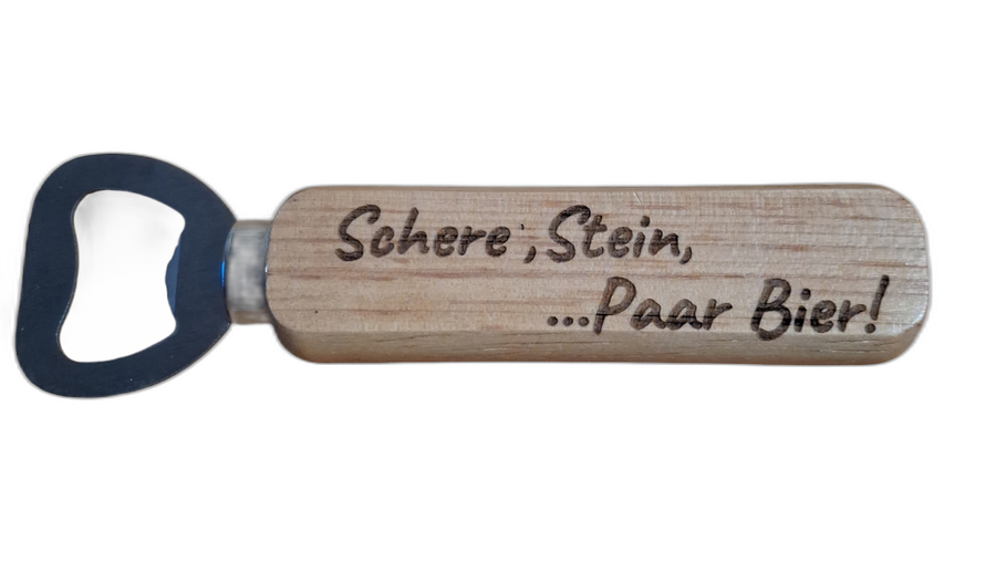 Flaschenoeffner Schere Stein Paar Bier